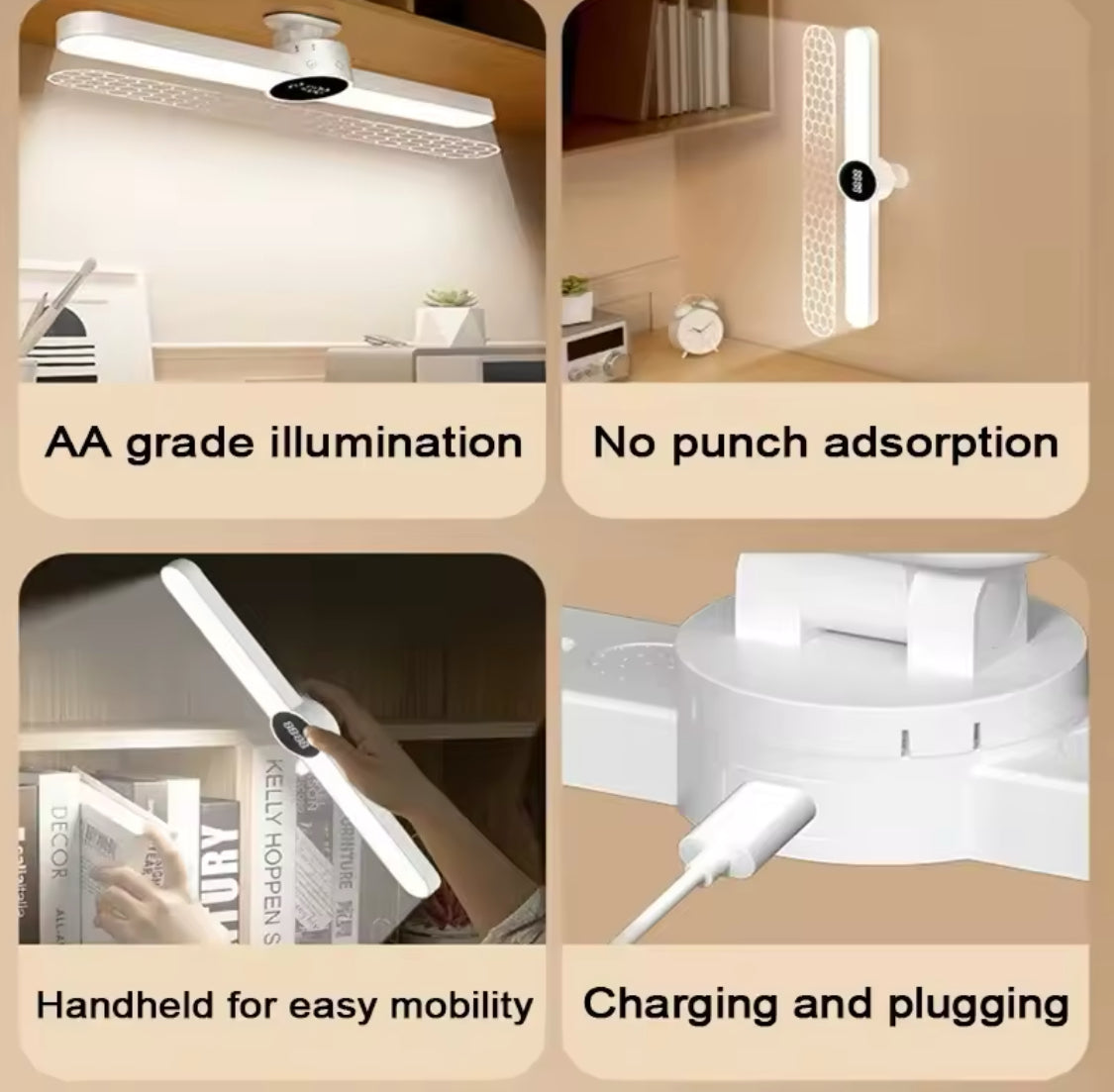 Rechargeable LED Desk Lamp, Magnetic Stepless Hanging Clock Table Lamp, Cabinet Closet Bedroom Desk Night Light Rechargeable LED Desk Lamp, Magnetic Stepless Hanging Clock Table Lamp, Cabinet Closet Bedroom Desk Night Light